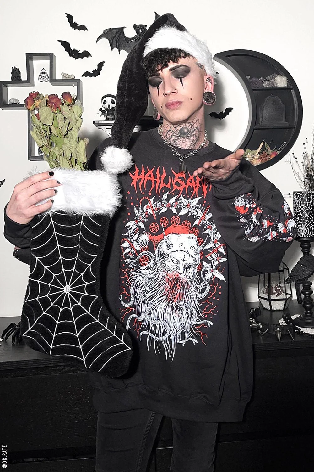 Goth Black Santa Hat - Image 7