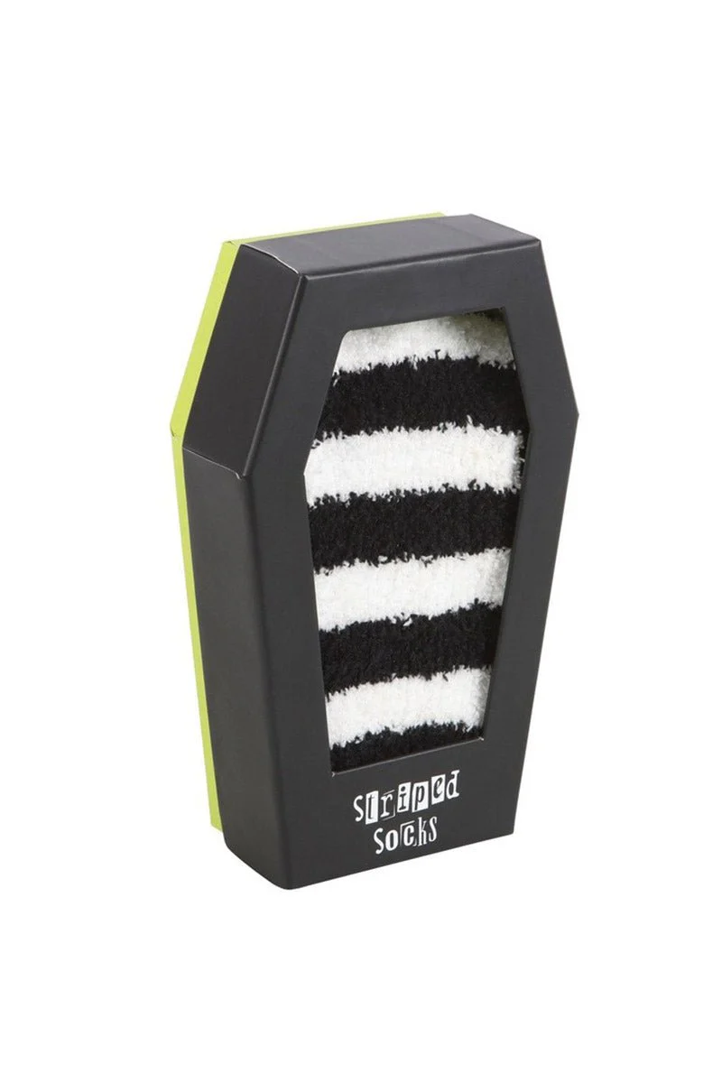 Gothic Striped Halloween Socks in Coffin Gift Box - Image 4