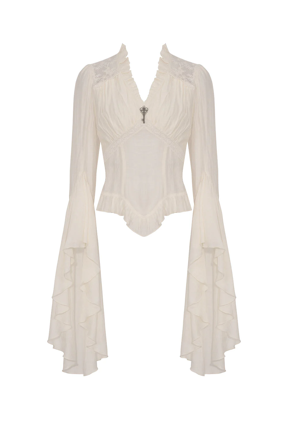 Gravekey Ruffled Flared Sleeve Top - Image 2