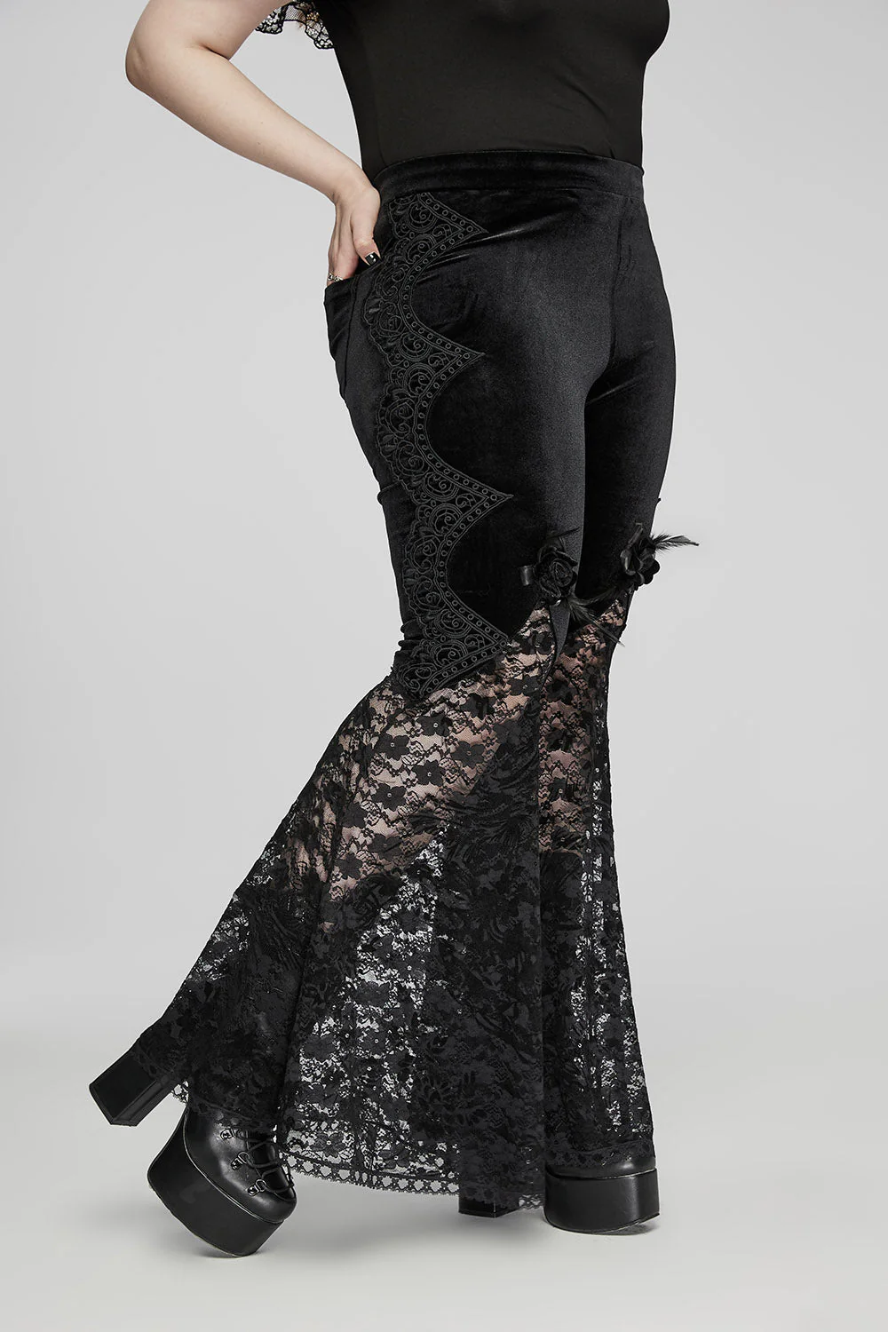 Graven Rose Velvet Lace Flares - Image 2