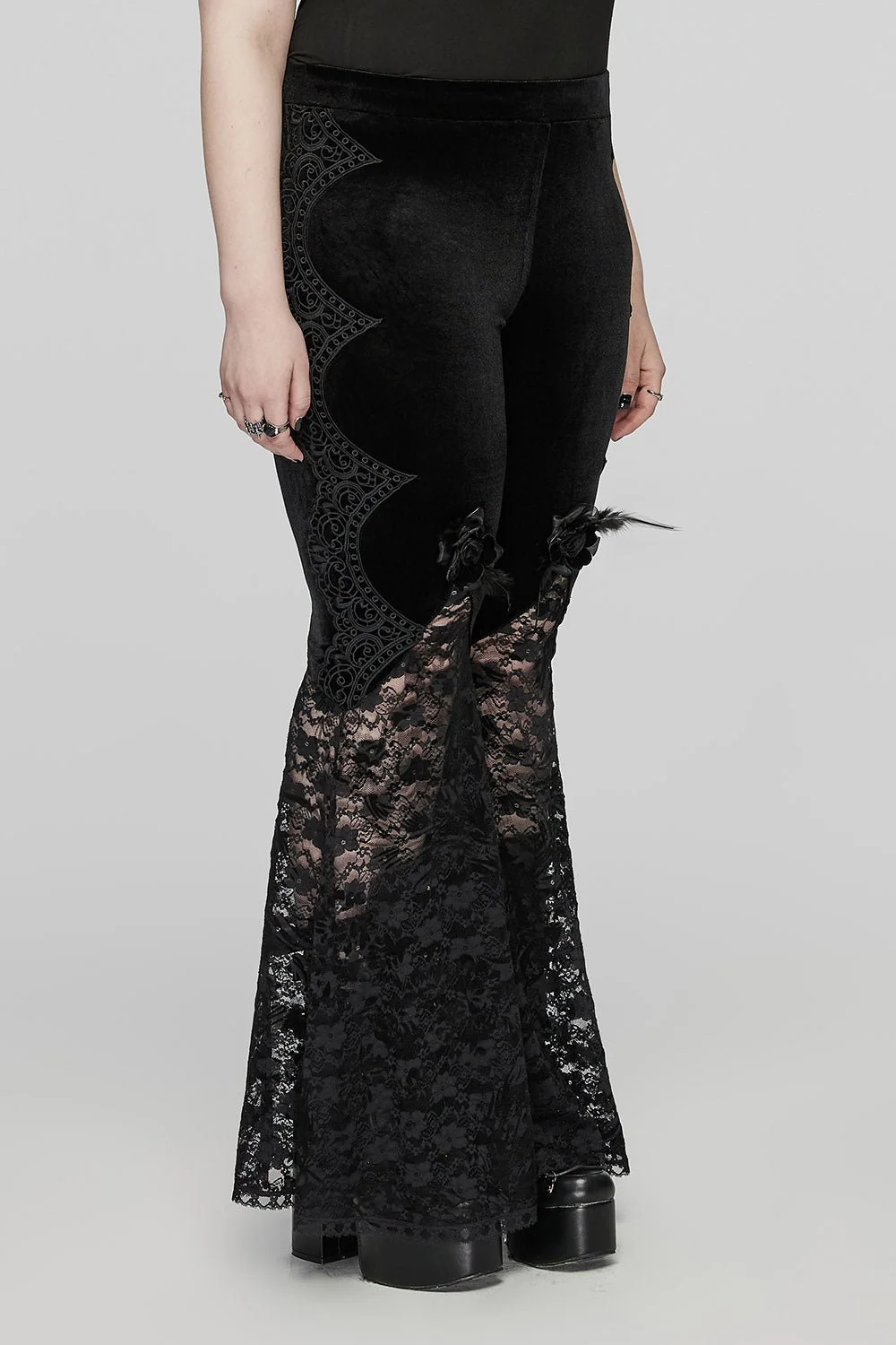 Graven Rose Velvet Lace Flares - Image 5