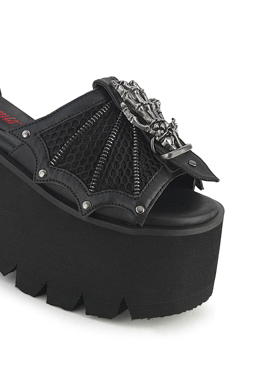 Gravewing Fishnet Platform Sandals [Ashes-11] - Image 2