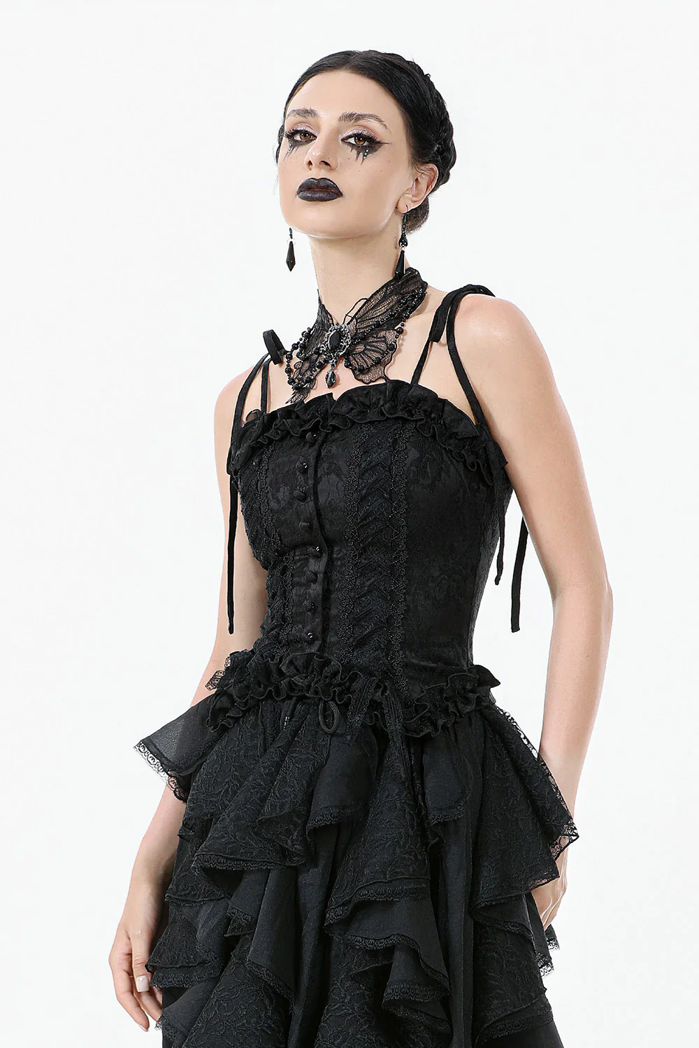 Graveyard Blossoms Ruffled Tank Top