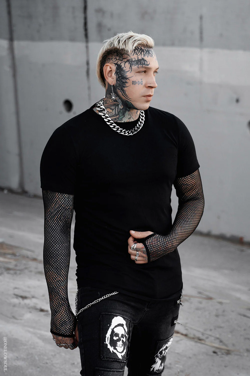 Graveyard Goth Fishnet Sleeve Shirt - Image 10