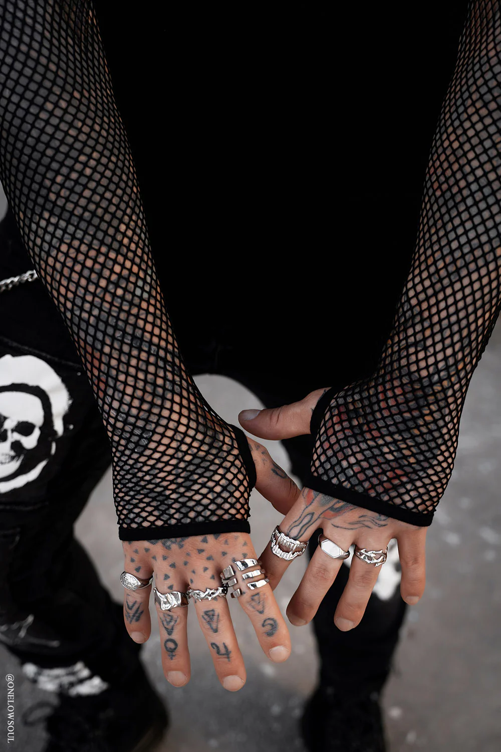 Graveyard Goth Fishnet Sleeve Shirt - Image 3
