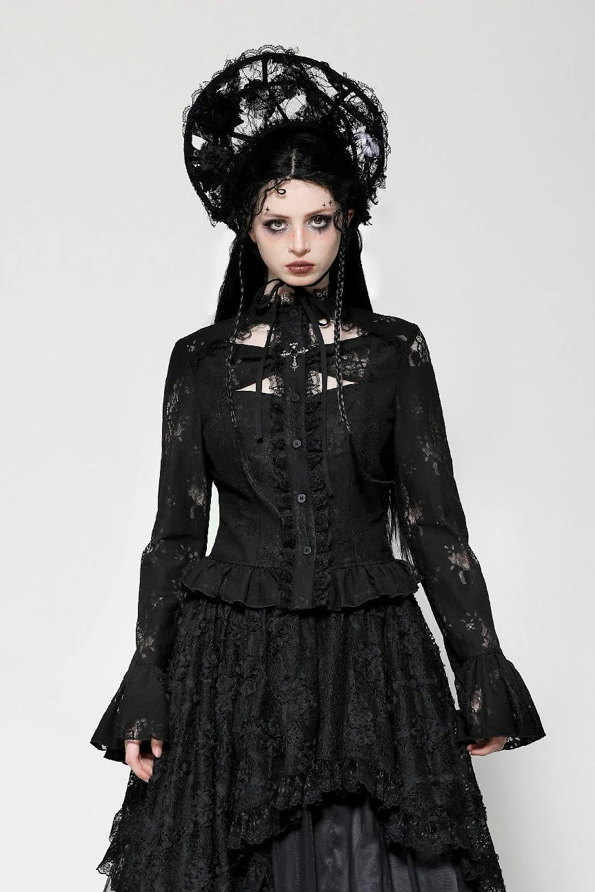 Hallowed Be Lace Peplum Top - Image 5