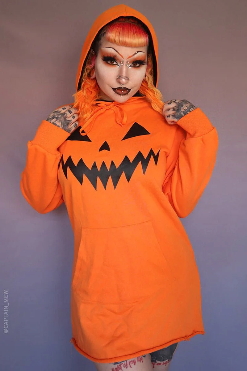 Haunted Hollows Oversized Hoodie Dress [ORANGE] - Image 3