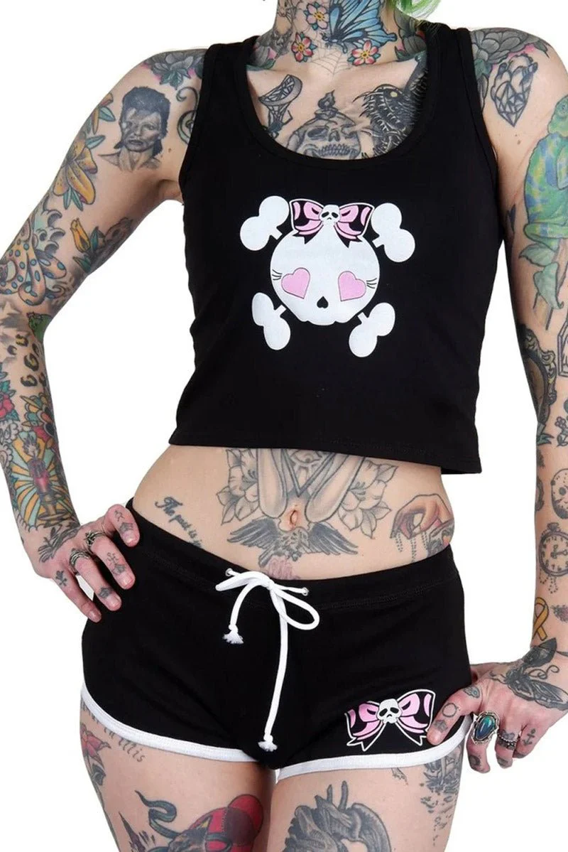 Heart Eye Skull With Bows Shorts [White Trim] - Image 6