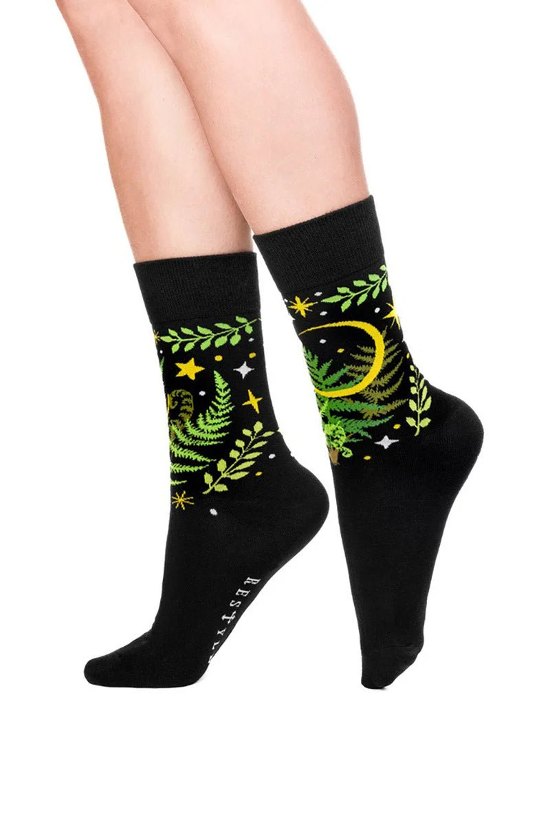 Herbal Jacquard Socks [Fern & Crescent] - Image 3