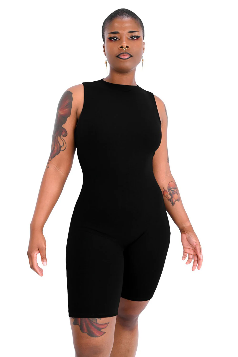High Neck Biker Short Romper - Image 7
