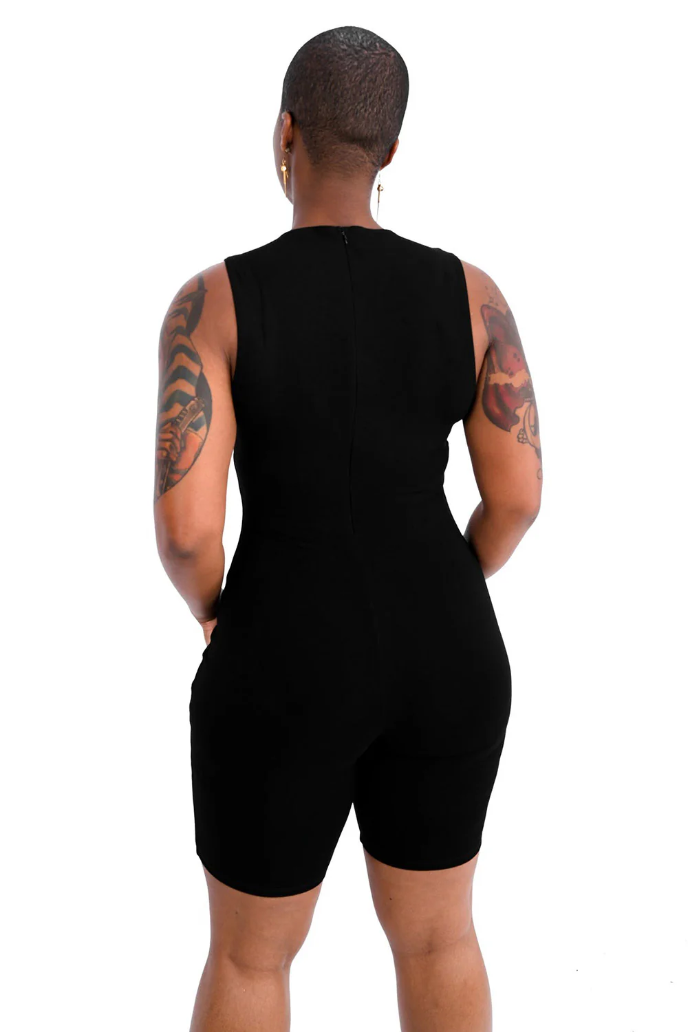 High Neck Biker Short Romper - Image 8