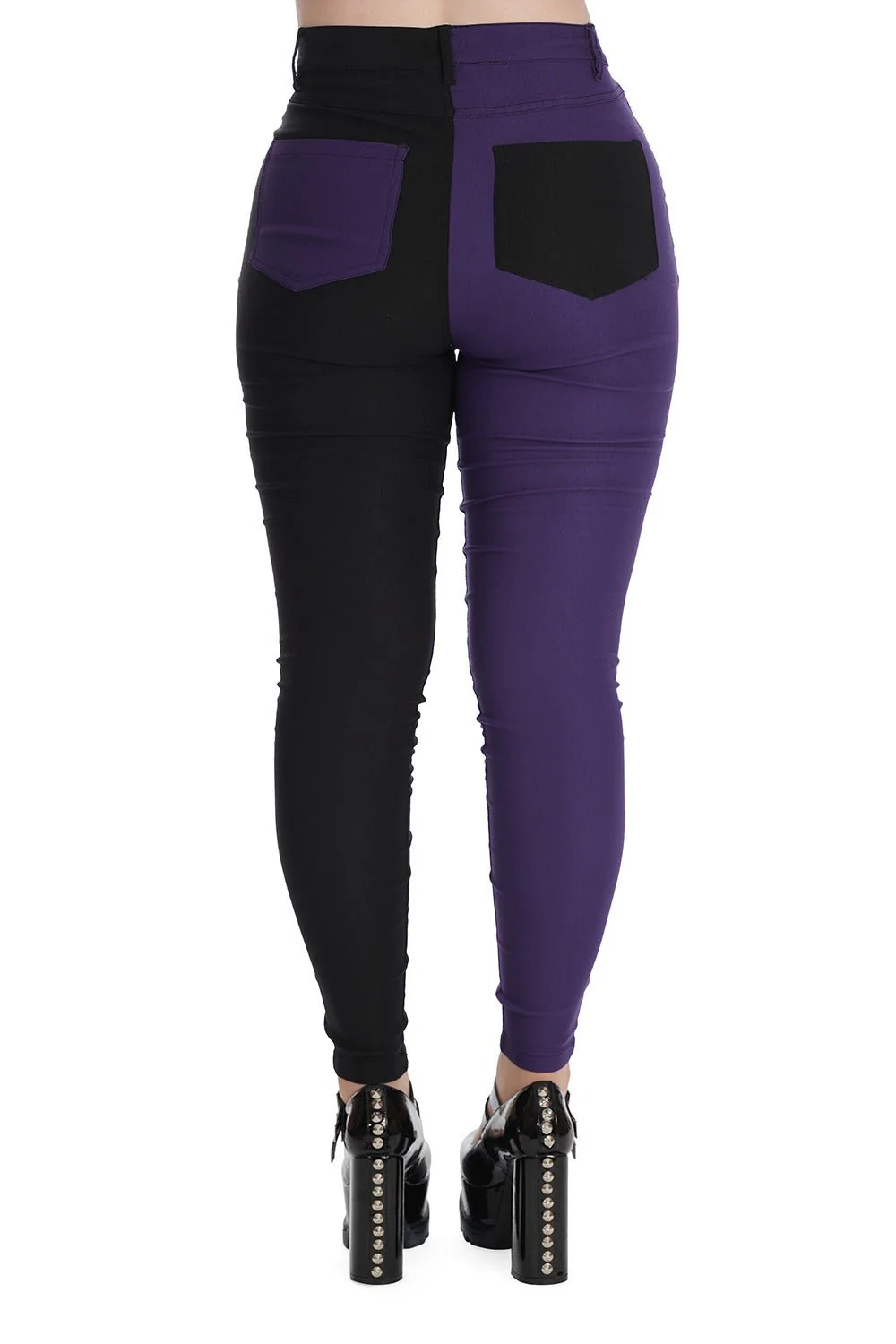 High Waisted Skinny Jeans [PURPLE/BLACK] - Image 2