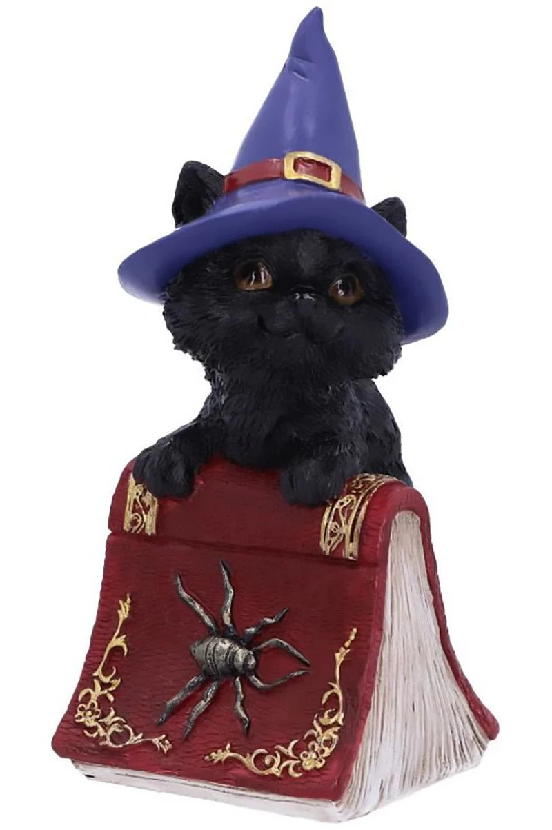 Hocus Witches Familiar Black Cat and Spellbook Figurine - Image 2