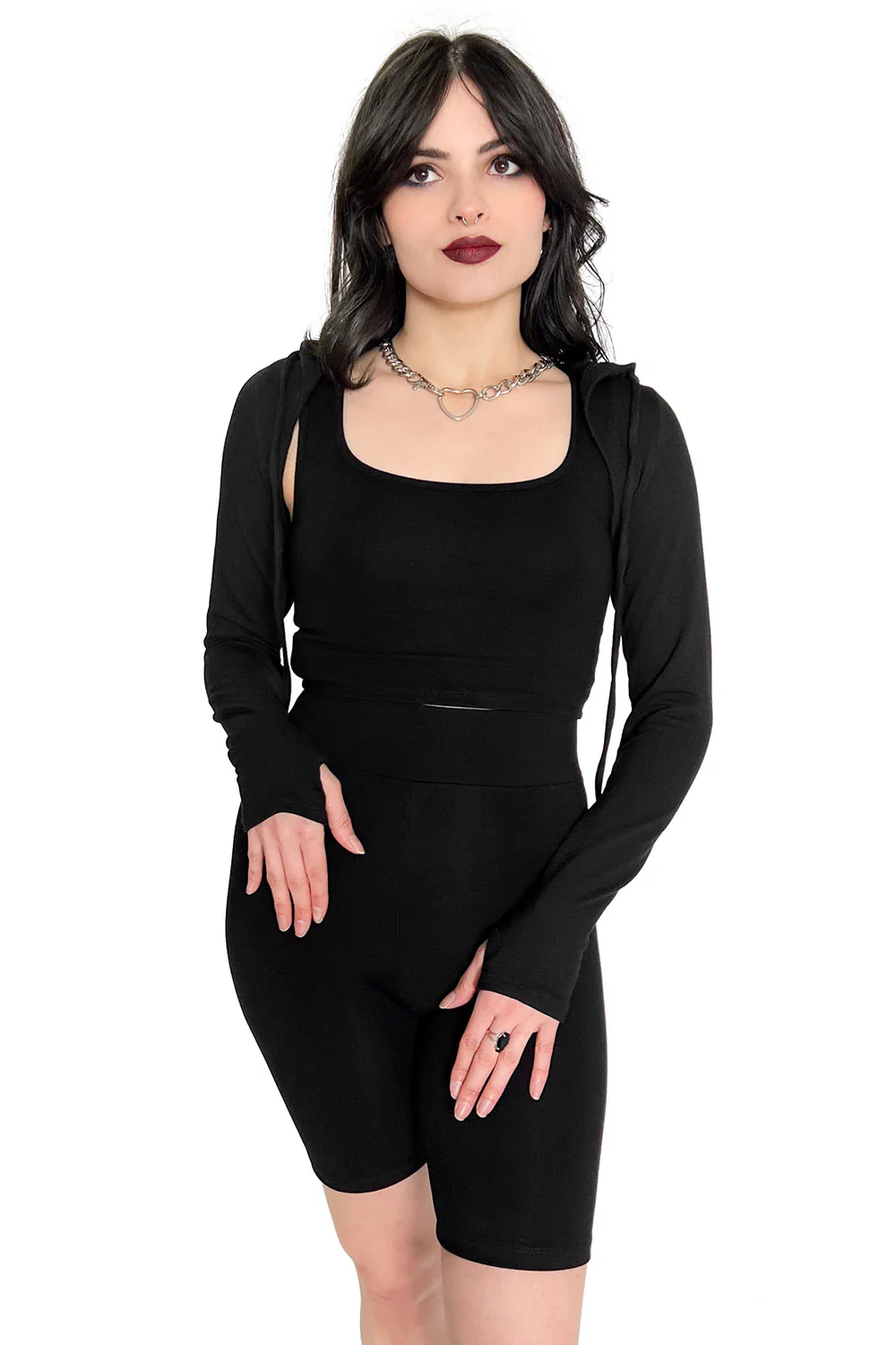 Hooded Bolero With Thumb Holes