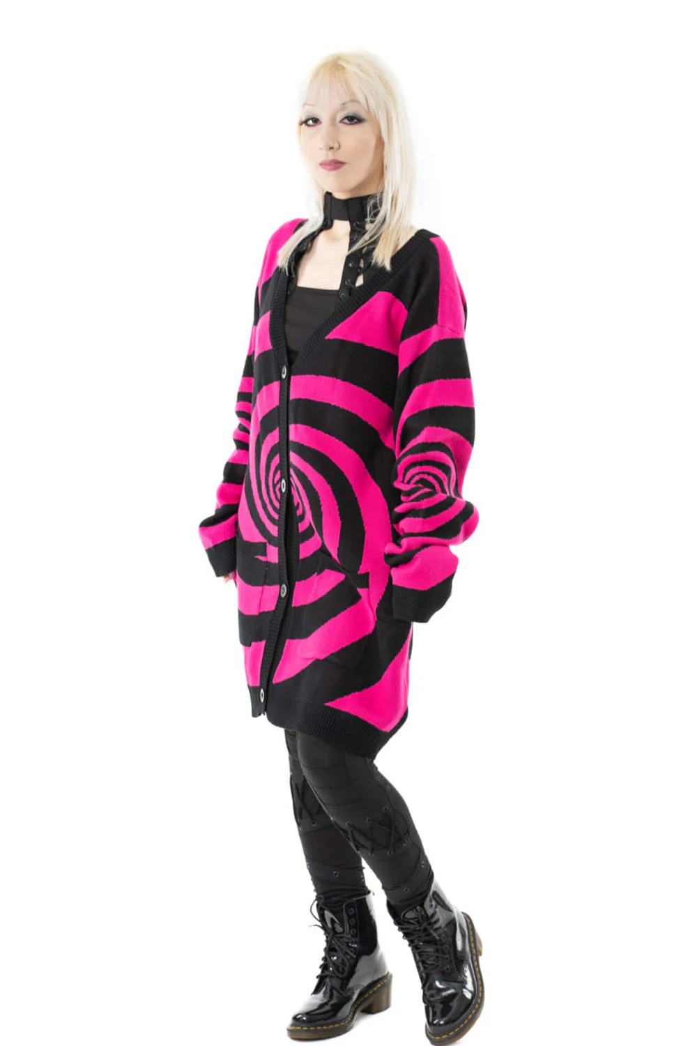 Hypno Cardigan [Black/Dark Pink] - Image 5