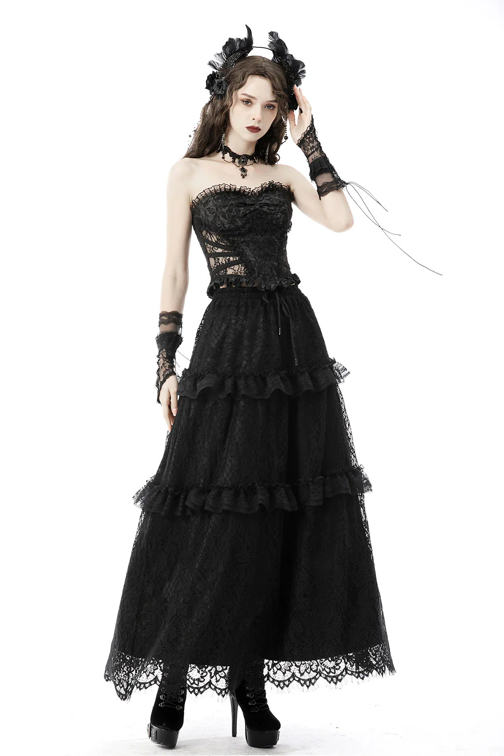 Immortal Long Lace Ruffle Skirt - Image 2