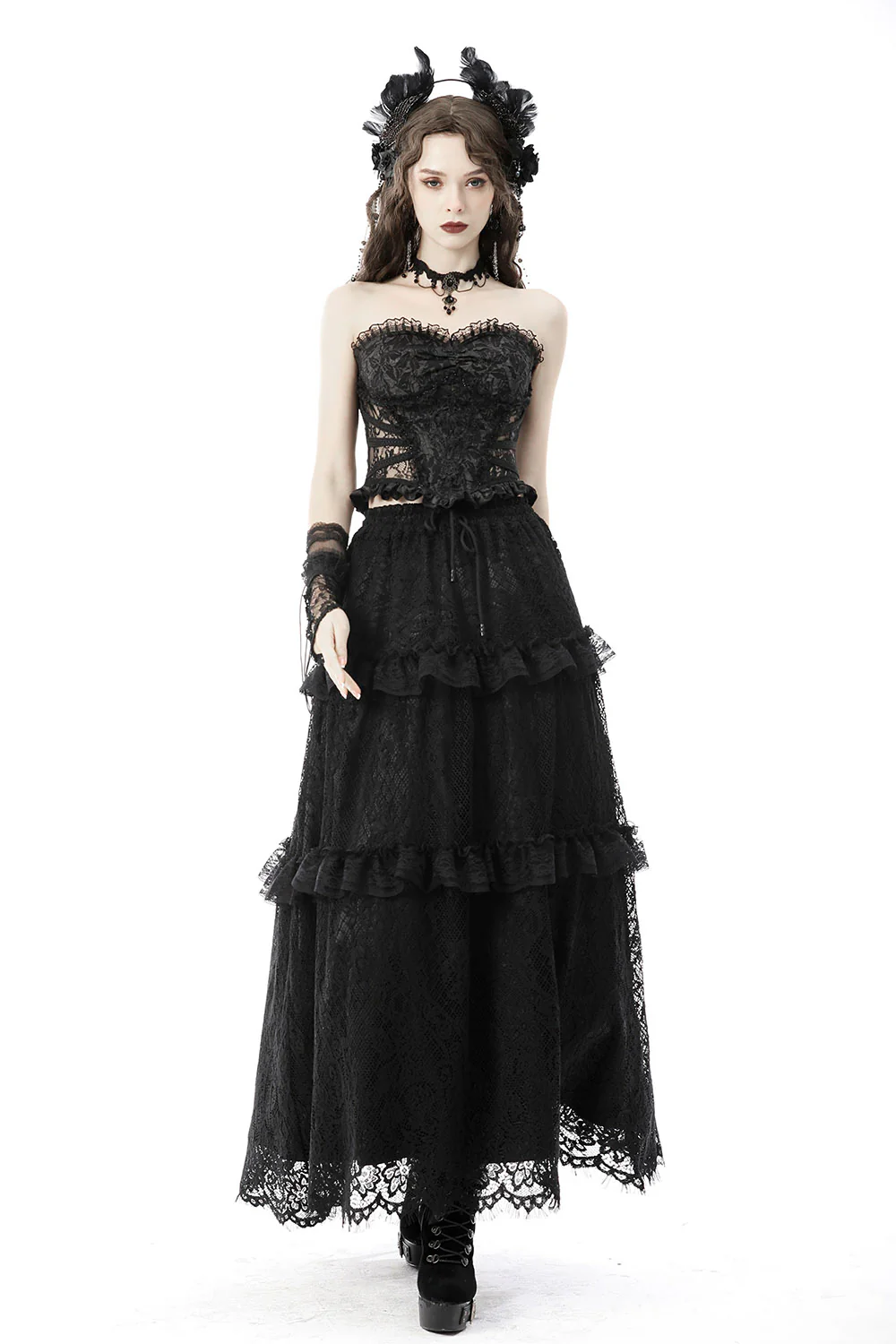 Immortal Long Lace Ruffle Skirt - Image 3