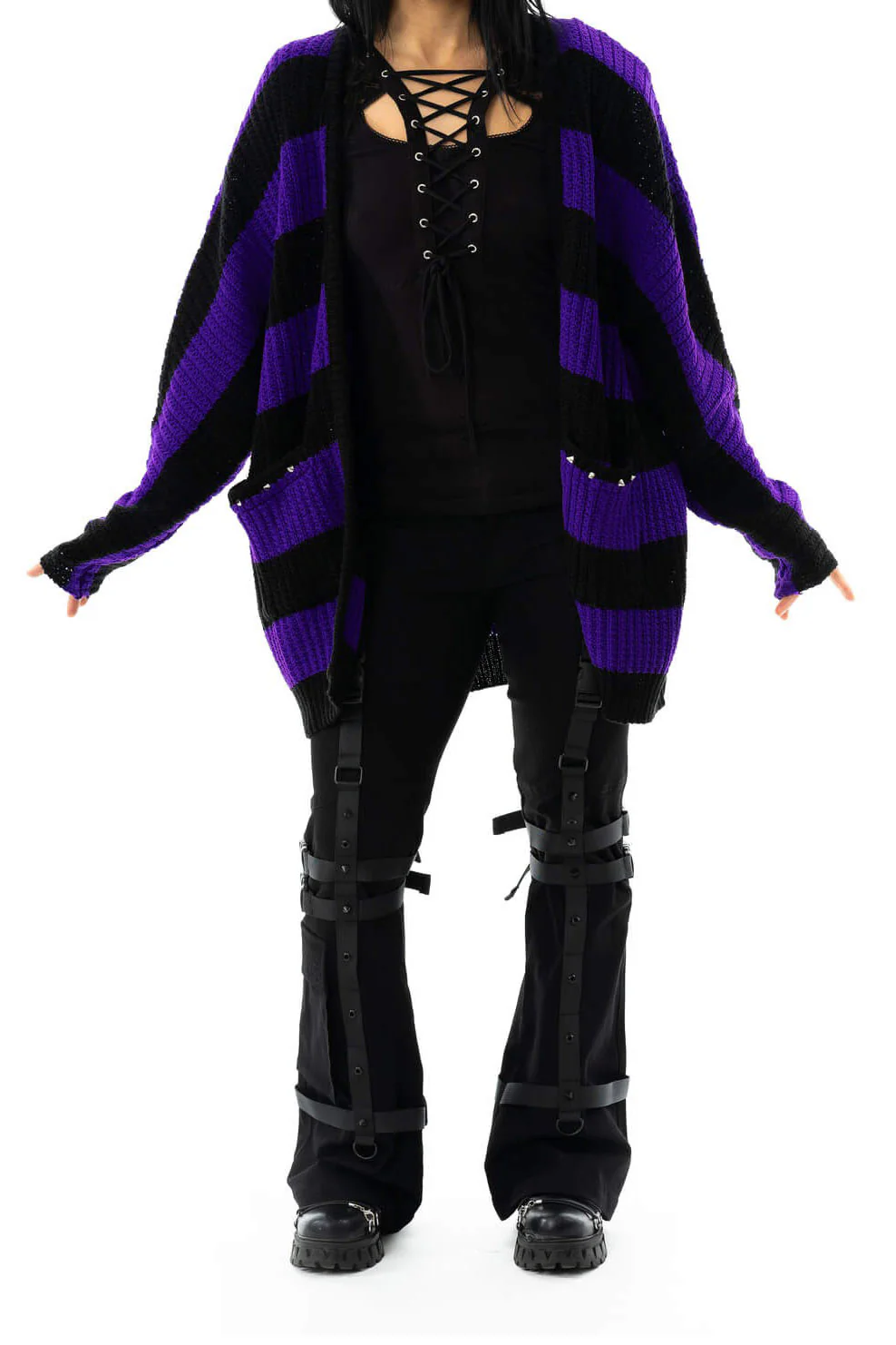 In A Daze Cardigan [Black/Purple] - Image 4