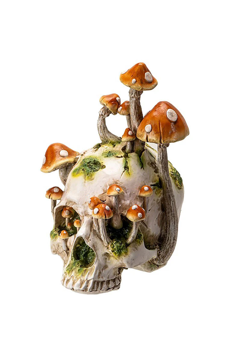 Large Skull With Mushrooms Statue - Image 5