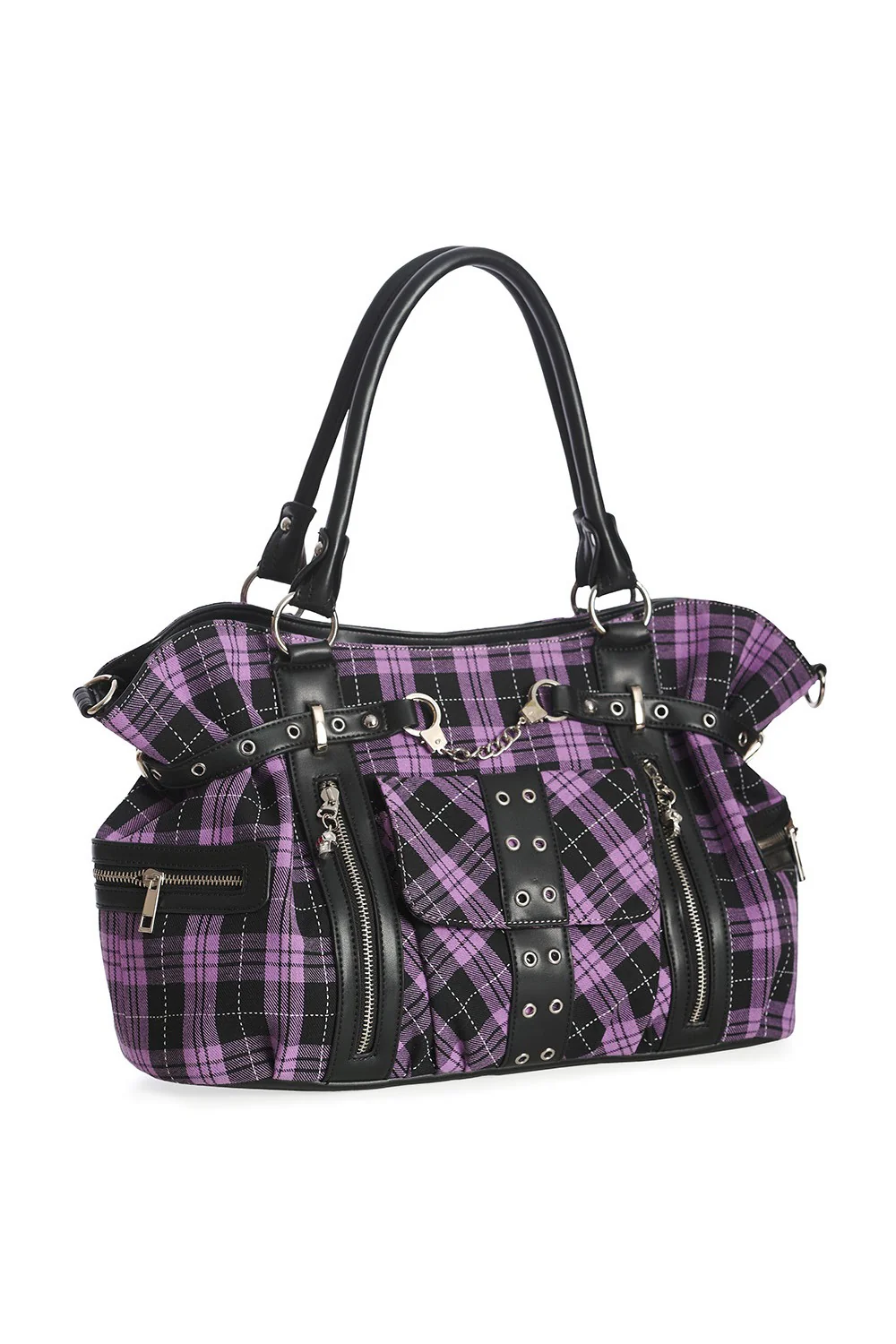 Lavender Plaid Punk Bag [PURPLE/BLACK] - Image 3