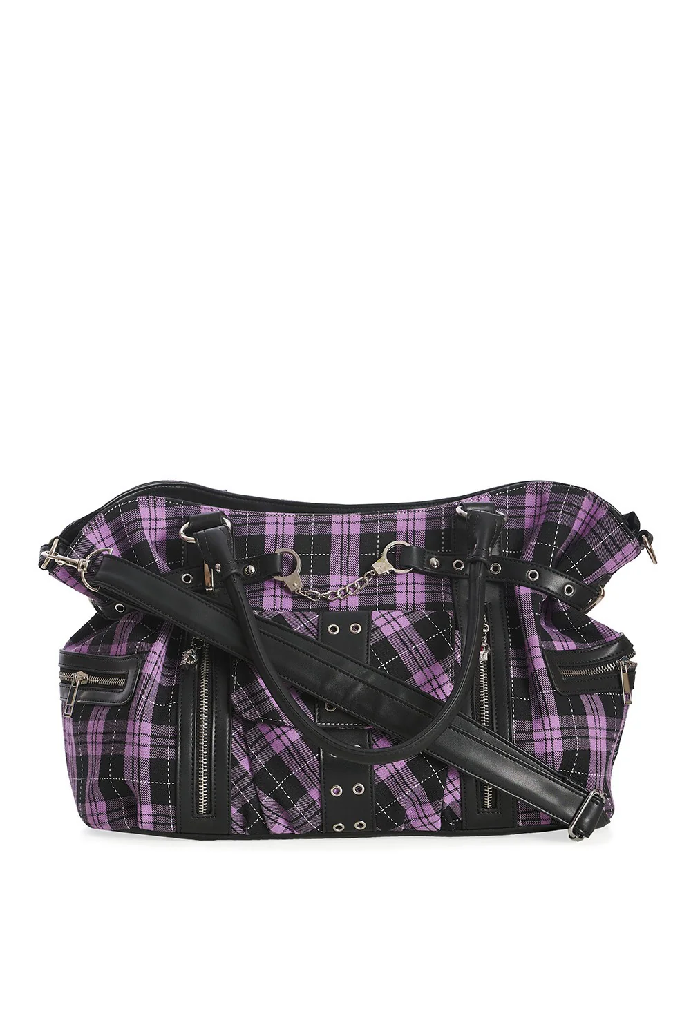 Lavender Plaid Punk Bag [PURPLE/BLACK] - Image 5
