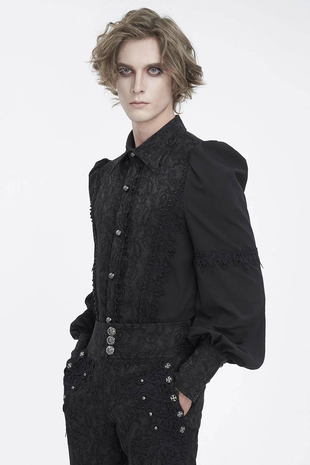 Lestat Button Down Damask Top - Image 2