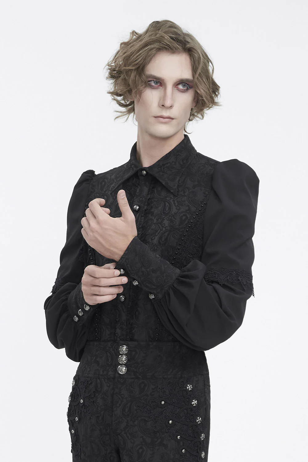 Lestat Button Down Damask Top - Image 3