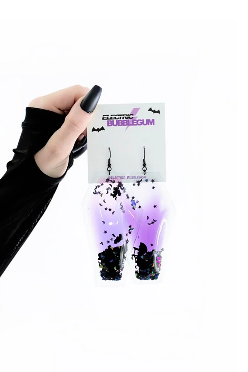Liquid Glitter Coffin Earrings - Spell On You - Image 2