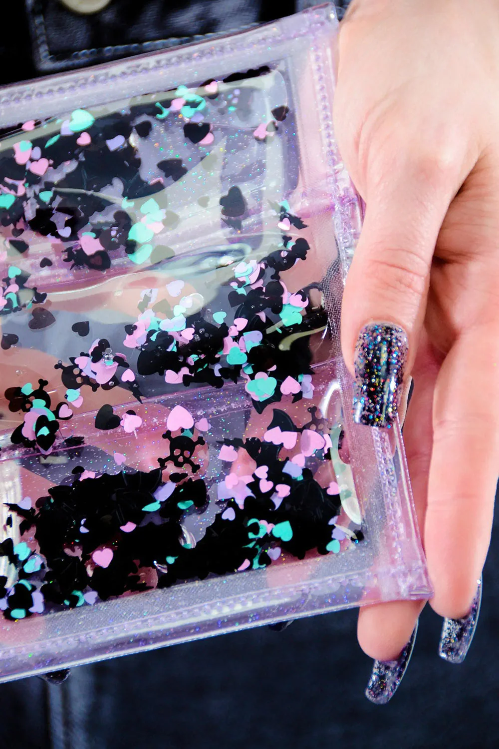 Liquid Glitter Tiny Wallet [Nocturnal Hearts - CLEAR] - Image 5