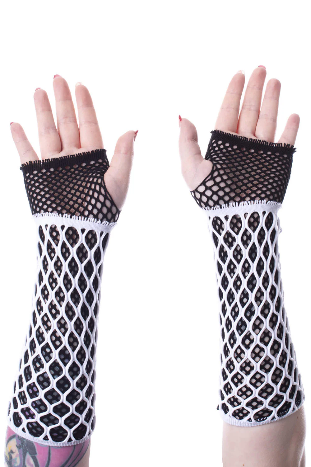 Lolita Mesh Gloves [WHITE/BLACK] - Image 2