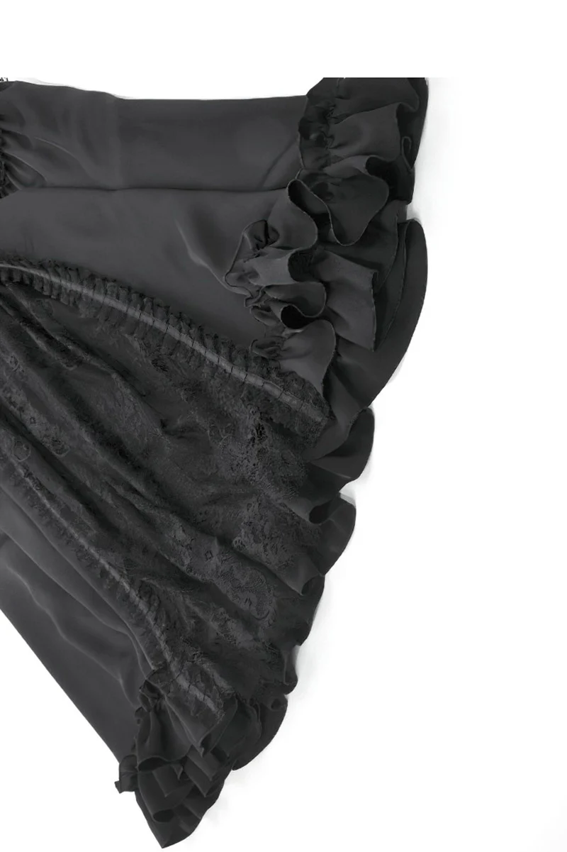 Long Lace Court Mourning Skirt [Black] - Image 8