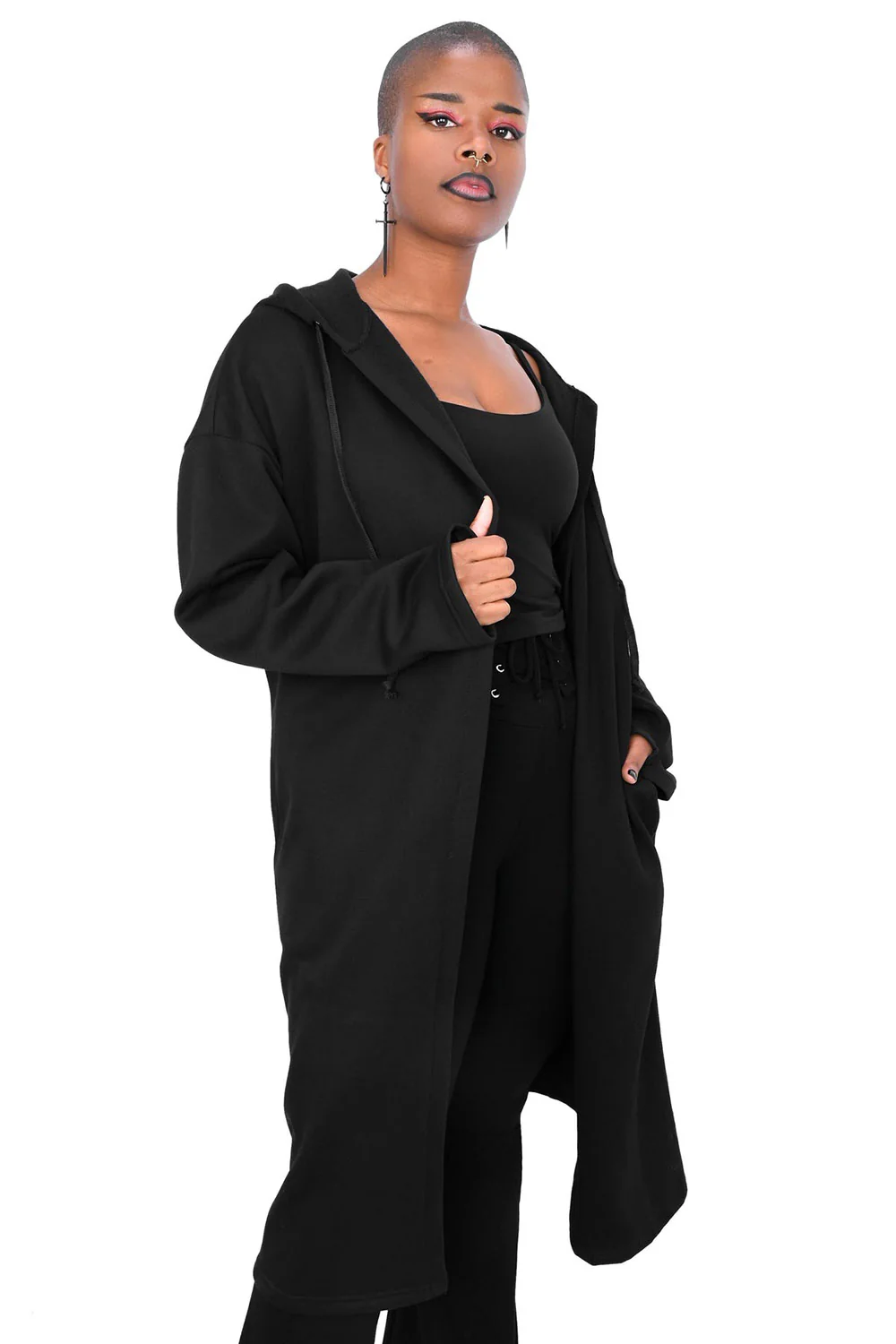 Long Line Open Hoodie [Unisex] - Image 4