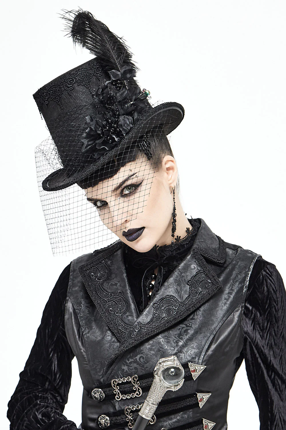 Mad Hatter Veiled Top Hat - Image 3