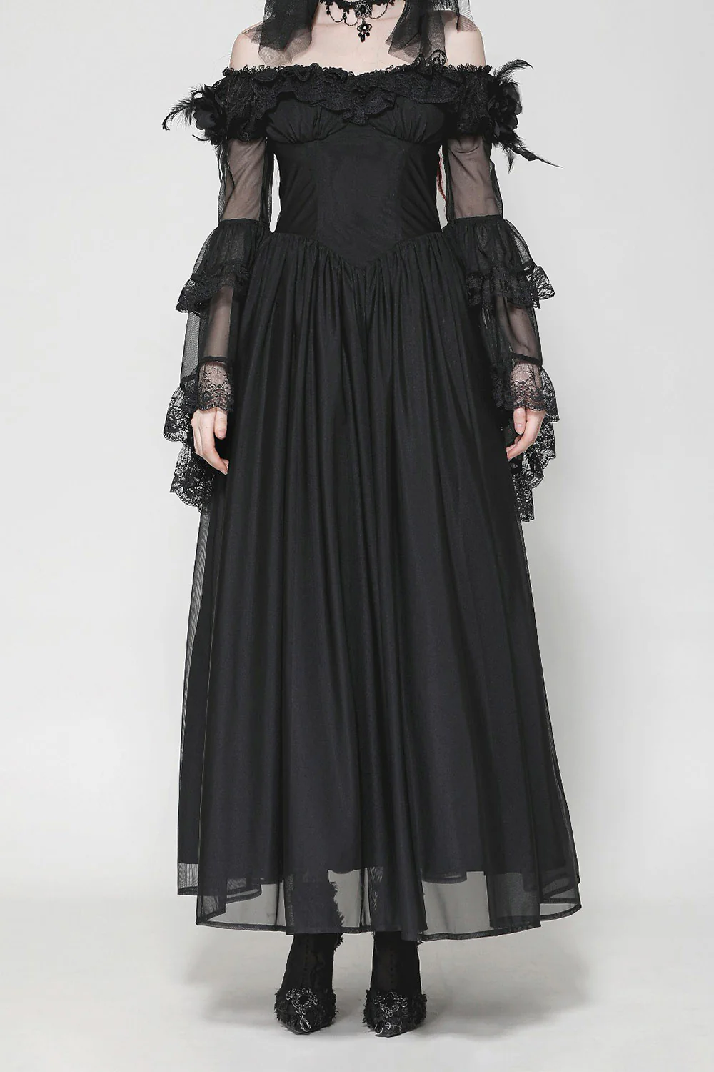 Melancholy Off-the-Shoulder Mesh Dress - Image 2