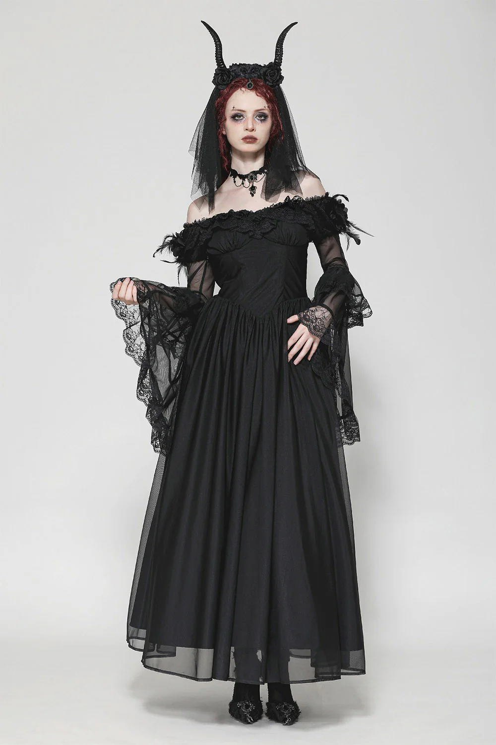 Melancholy Off-the-Shoulder Mesh Dress - Image 4
