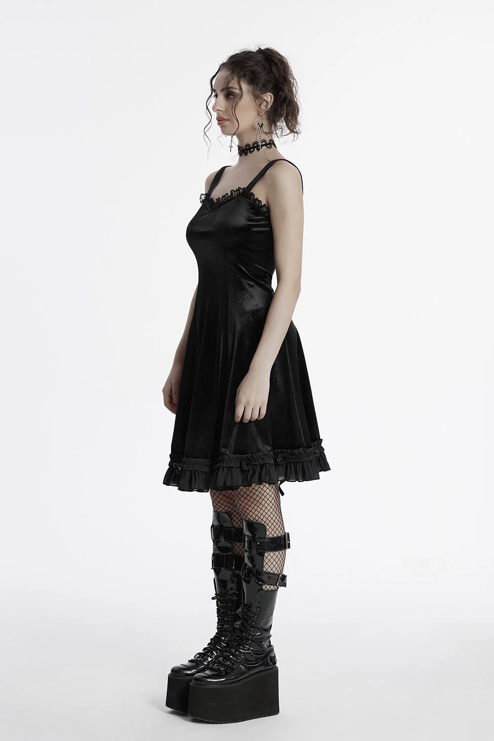 Midnight Spell Velvet Slip Dress [Black] - Image 3
