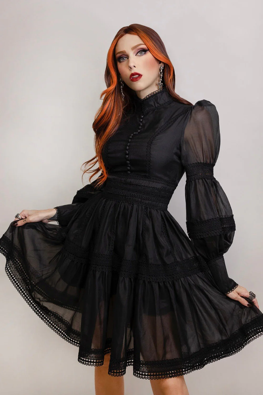 Morgana - Romantic Victorian Dress [Short Black]