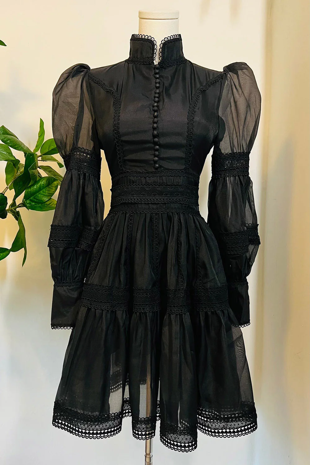 Morgana - Romantic Victorian Dress [Short Black] - Image 6