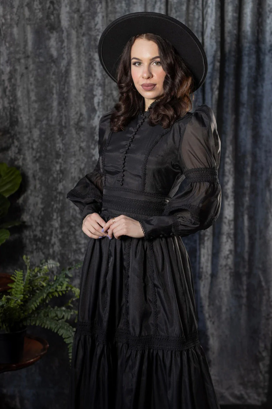 Morgana - Romantic Victorian Inspired Dress [Maxi] [Black] - Image 6