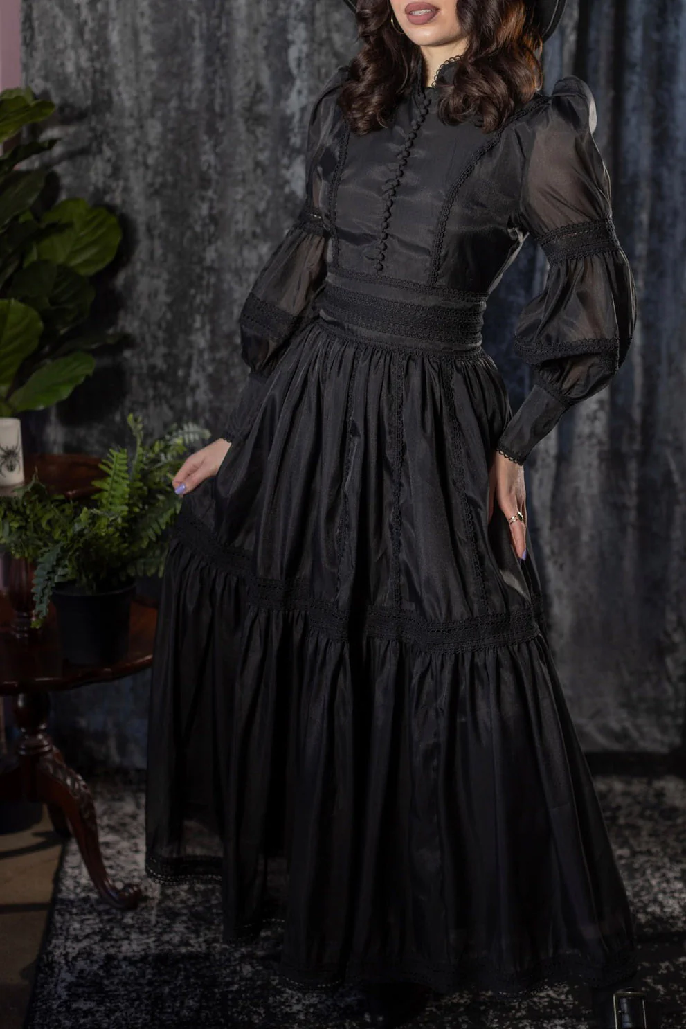 Morgana - Romantic Victorian Inspired Dress [Maxi] [Black] - Image 7
