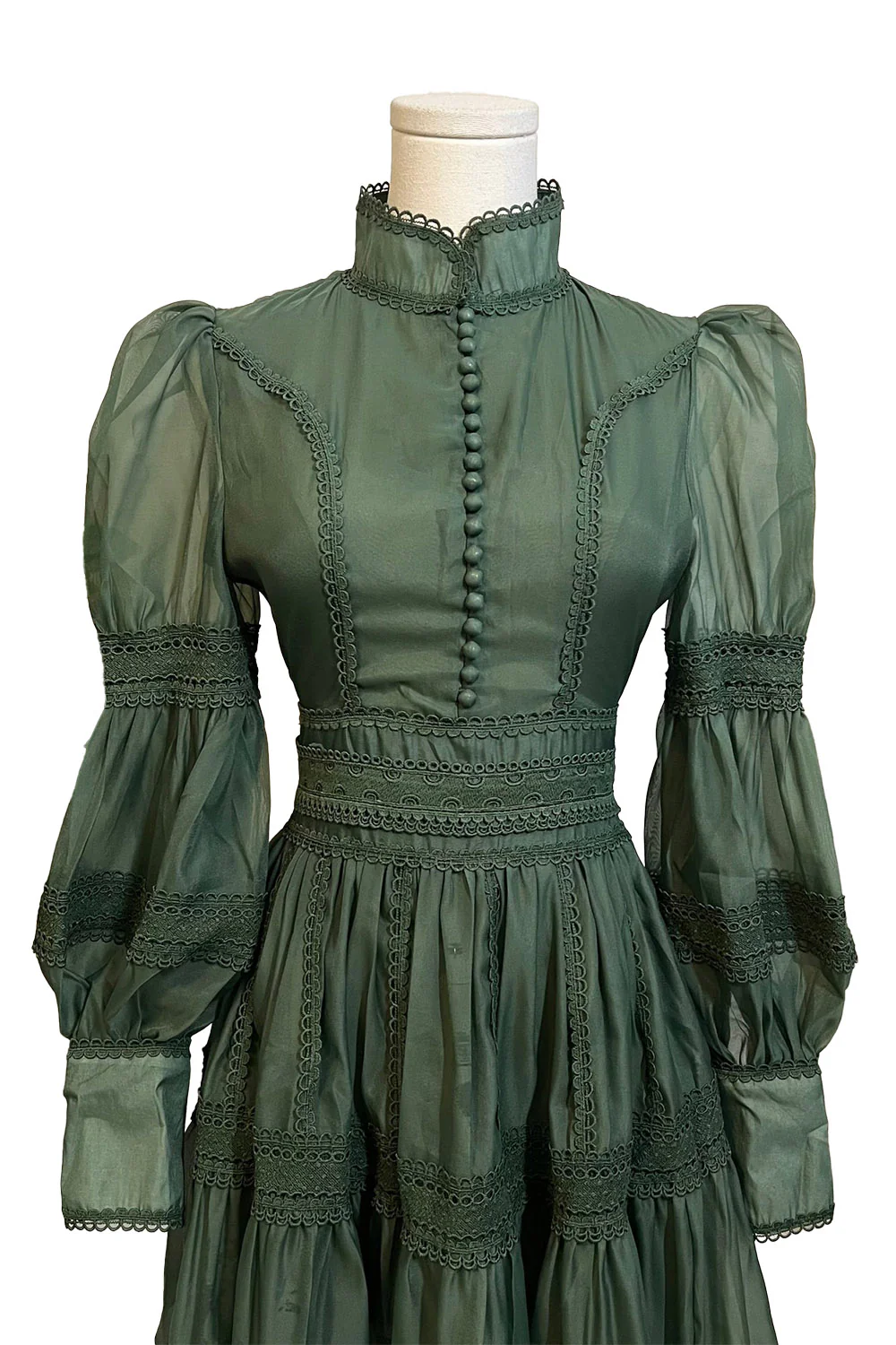 Morgana - Romantic Victorian Inspired Party Dress [Sage] - Image 6
