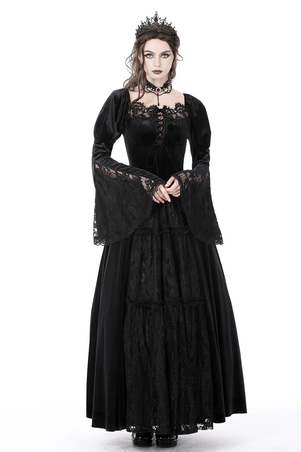 Morose Velvet Victorian Maxi Dress - Image 3