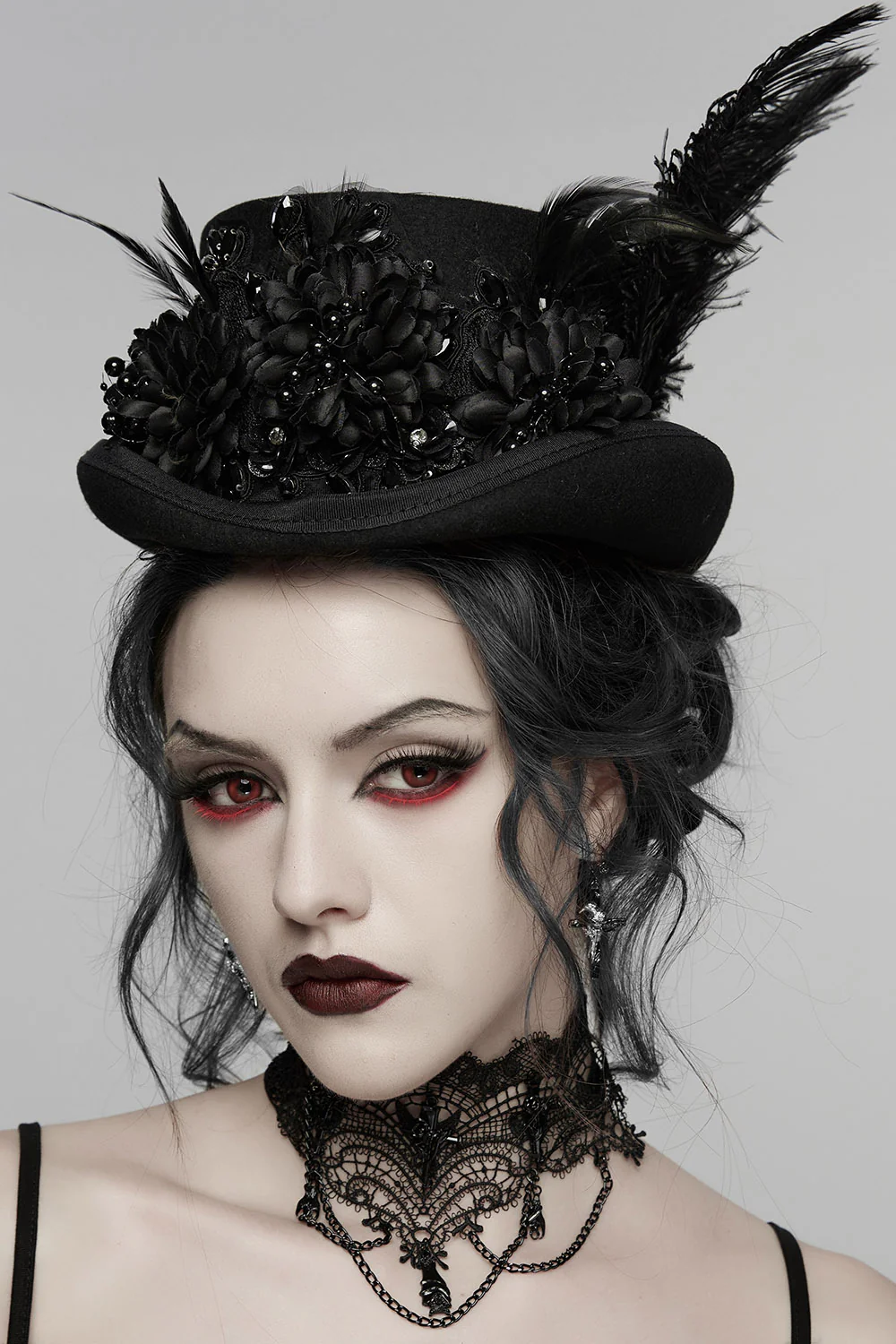 Mourning Bloom Victorian Top Hat