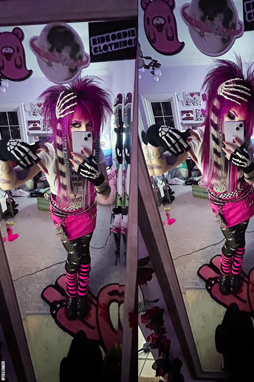 My Eyeliner’s Running Striped Leg Warmers [Black/Pink] - Image 5