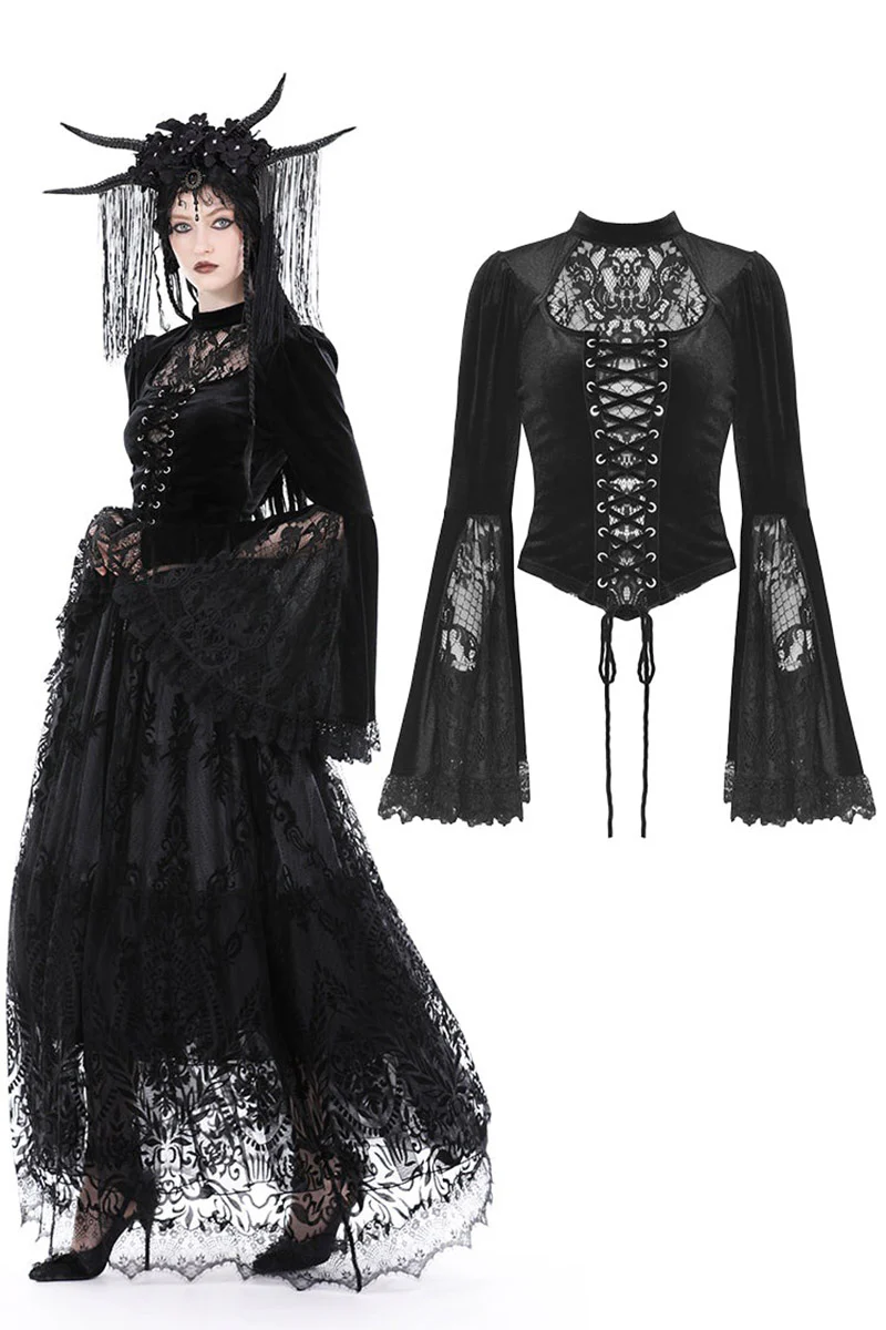 Night Sabbath Velvet Victorian Top - Image 5