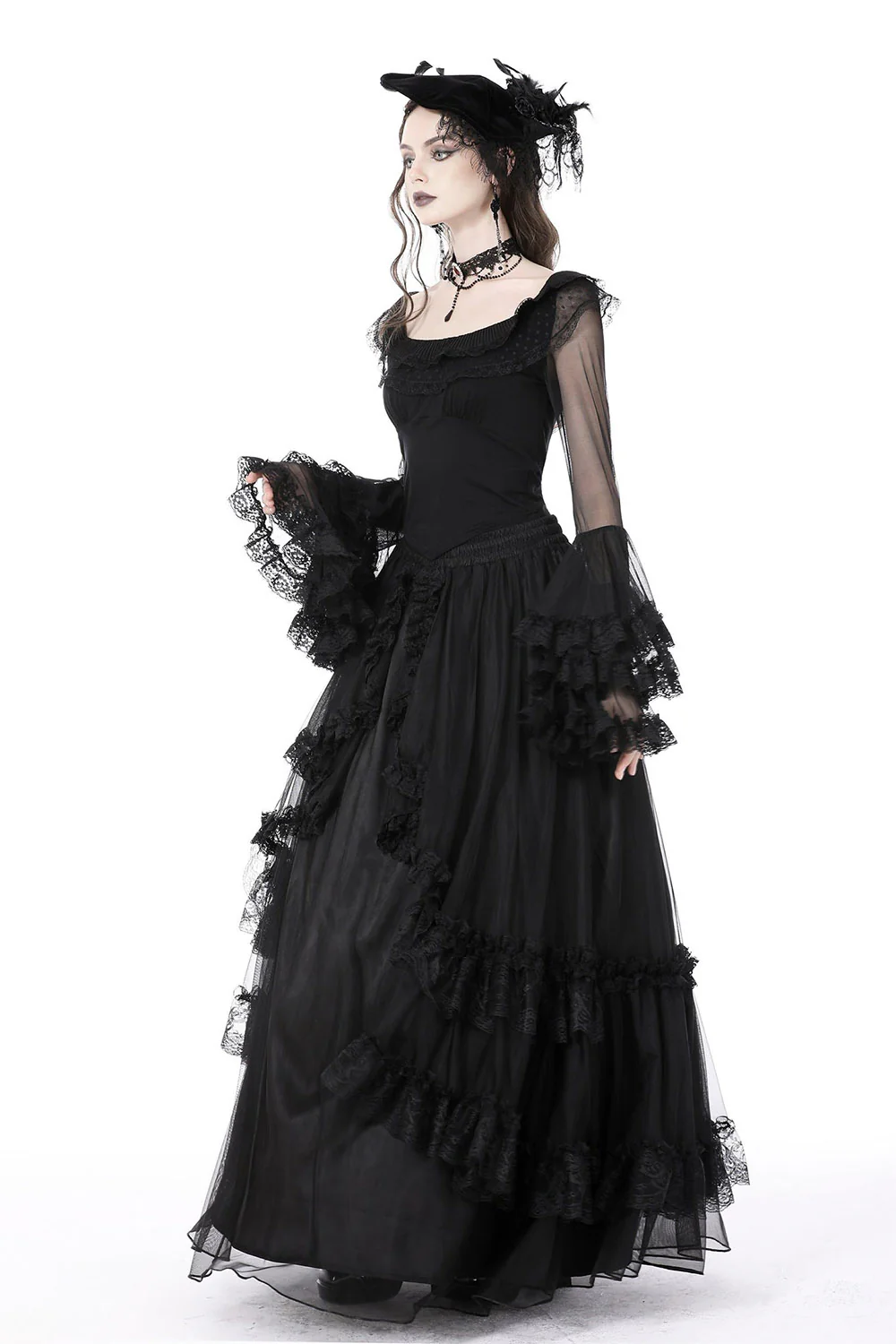 Night Éternelle Flared Lace Sleeve Top - Image 5