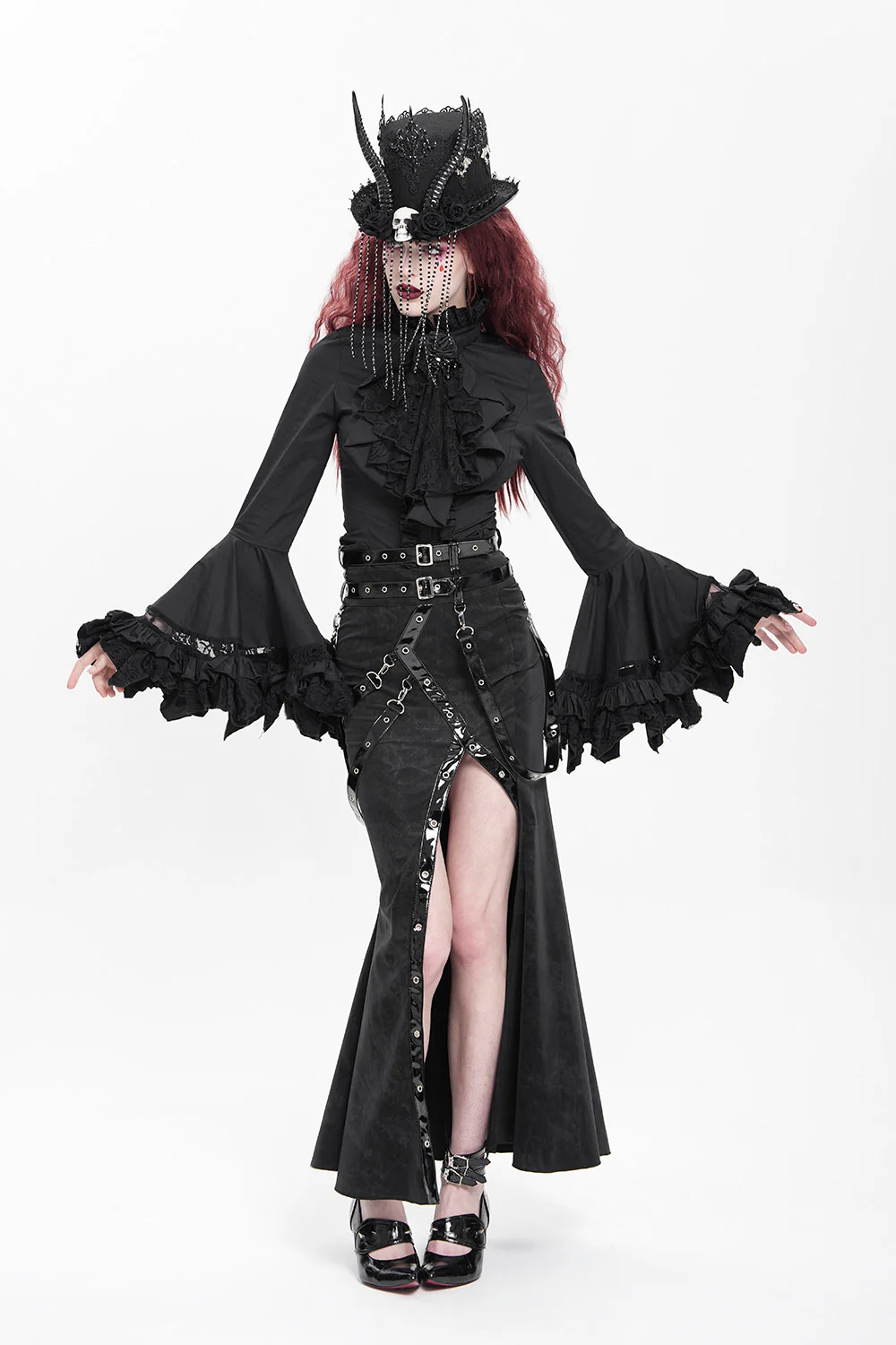 Nightshade Rose Ruffle Top [Black] - Image 4