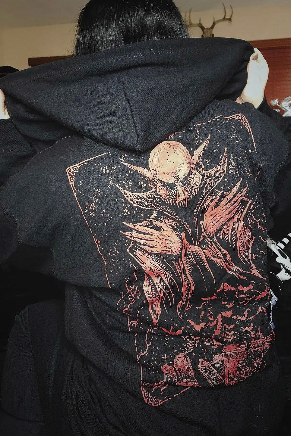 Nosferatu Hoodie w/ Red Bat Sleeves - Image 14