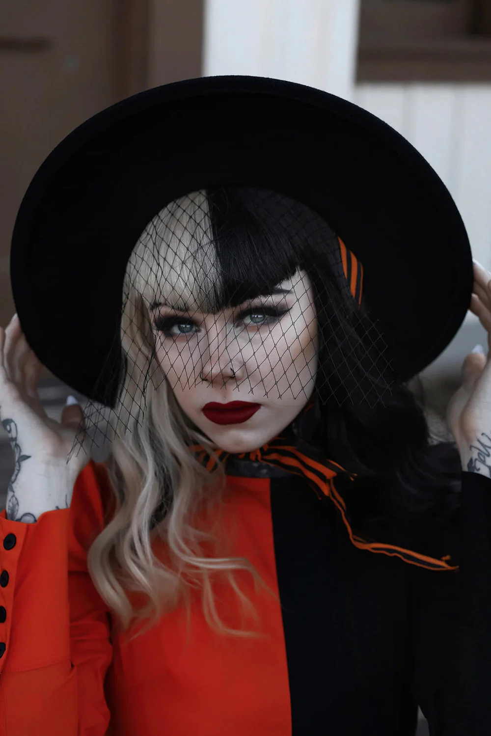 Orange Nightmare Veiled Hat - Image 7