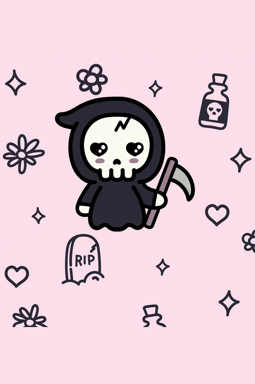 Pastel Goth Grim Reaper Crew Socks - Image 7